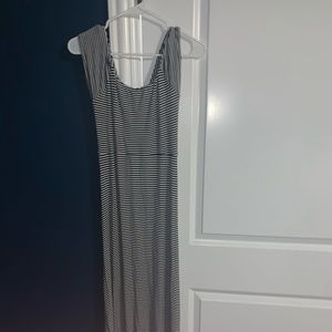 Black White Striped Maternity Maxi Dress